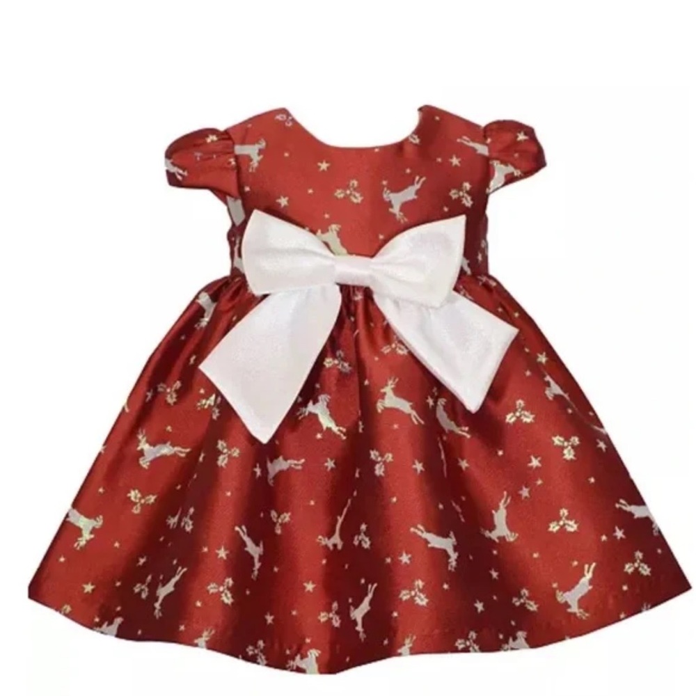 Bonnie Jean  Reindeer Jacquard Party Dress